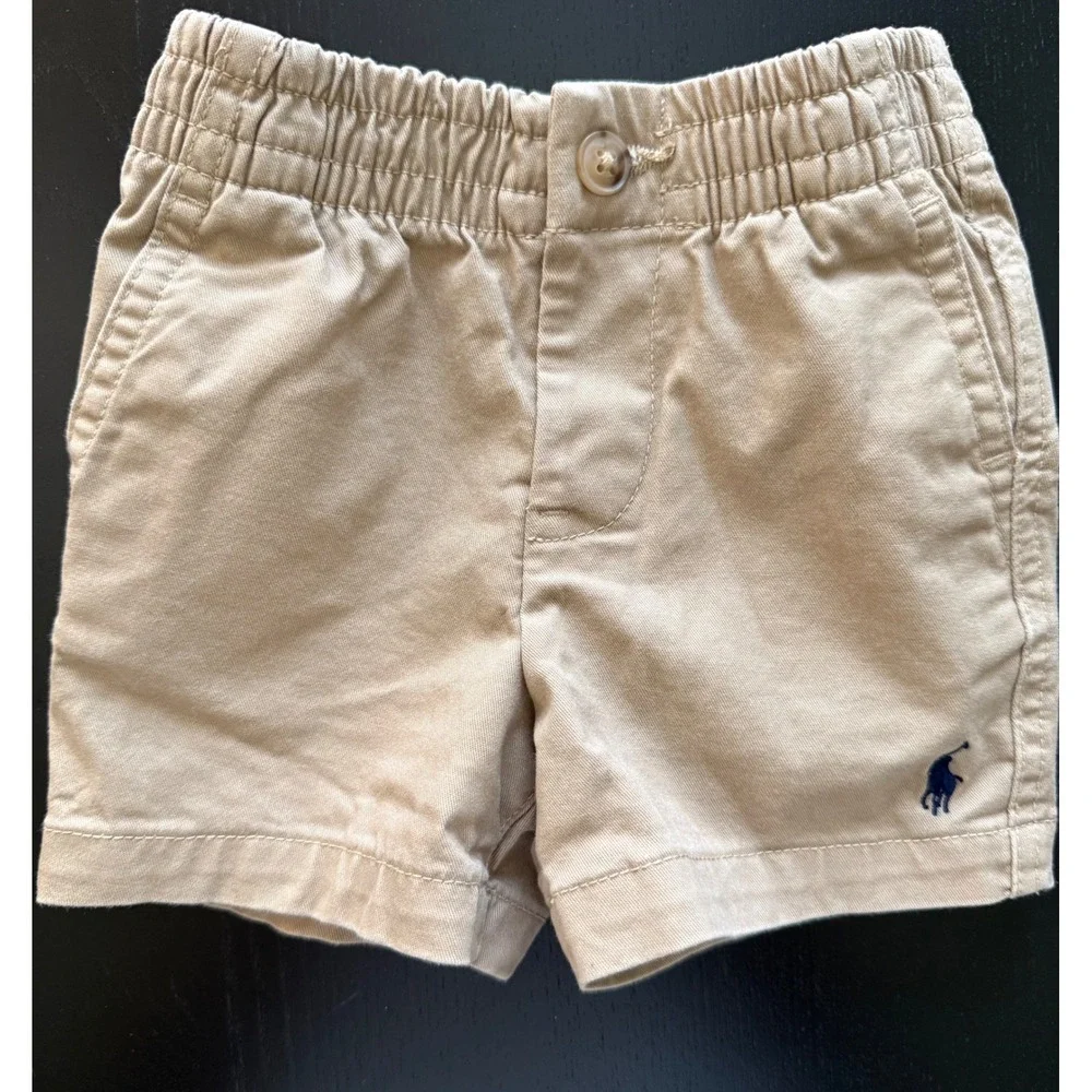 Ralph Lauren Baby Khaki Short Size 3 Months Tan Cotton Stretch Infant Resortwear